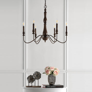 Victoria 29" Rustic Midcentury Iron LED Chandelier - JONATHAN Y